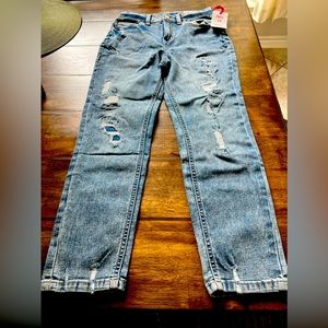 NWT Justice Size 14 Destructed Mini Mom Jeans.